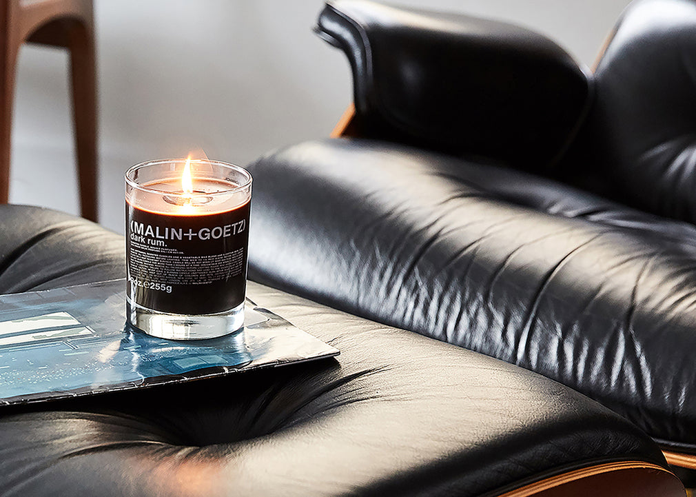 Dark Rum Scented Glass Candle