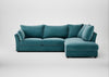 Tailor Right Hand Facing Corner Sofa Smart Luxe Velvet Airforce Blue / Walnut Stained