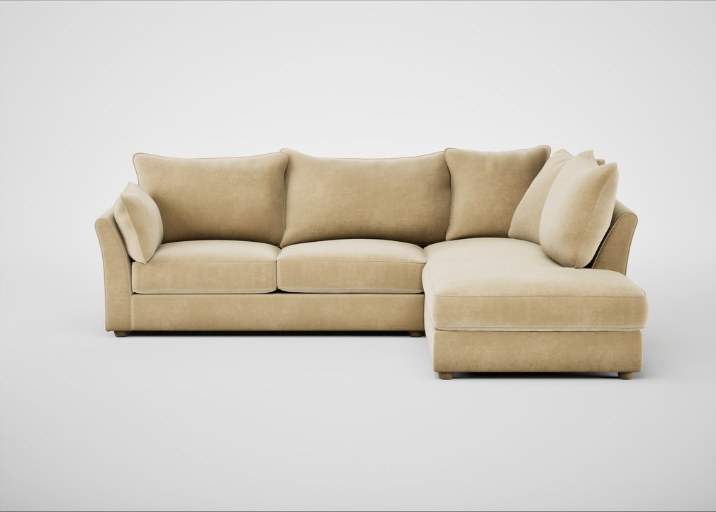 Tailor Right Hand Facing Corner Sofa Smart Luxe Velvet Biscuit / Natural