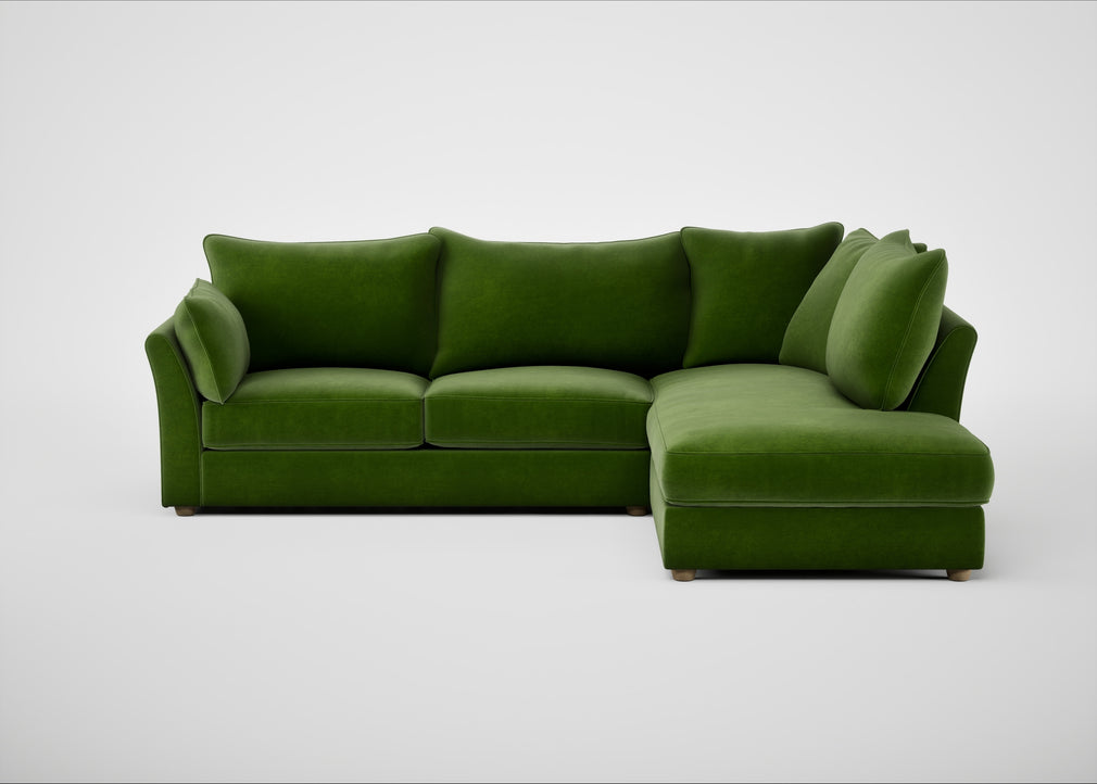 Tailor Right Hand Facing Corner Sofa Smart Luxe Velvet Grass / Natural