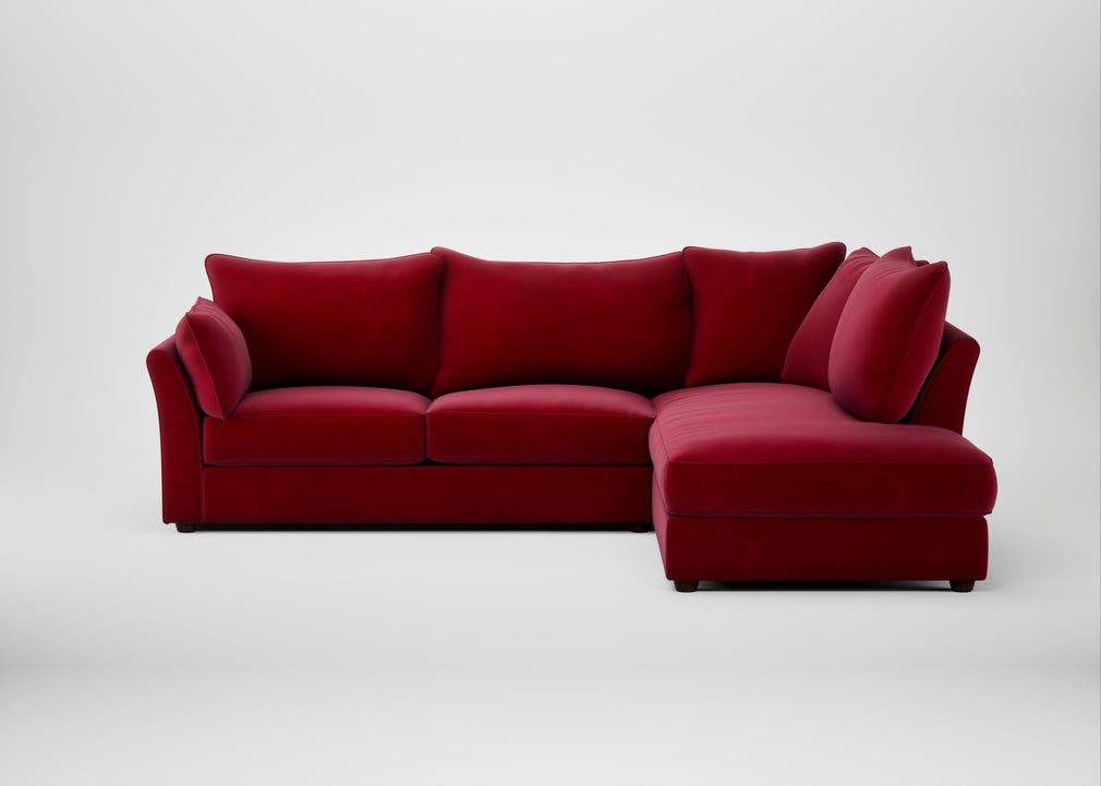 Tailor Right Hand Facing Corner Sofa Smart Luxe Velvet Mulberry / Walnut Stained