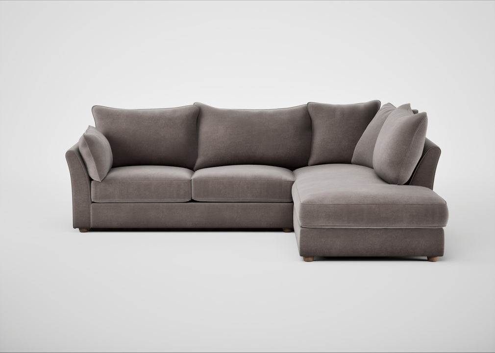 Tailor Right Hand Facing Corner Sofa Smart Luxe Velvet Mushroom / Natural