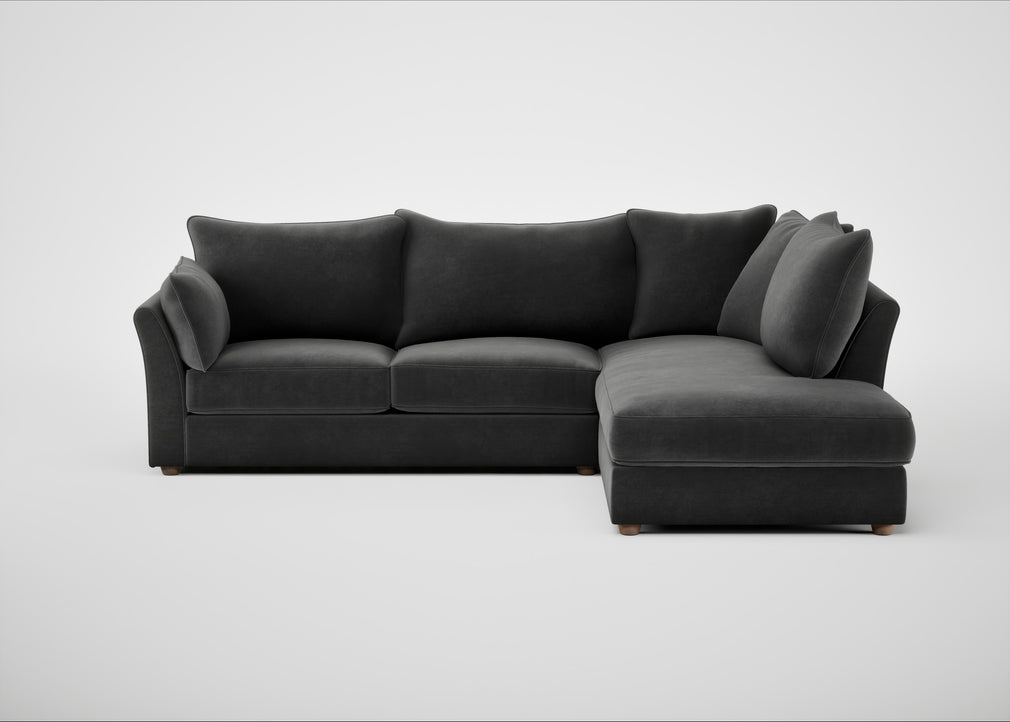 Tailor Right Hand Facing Corner Sofa Smart Luxe Velvet Nickel / Natural