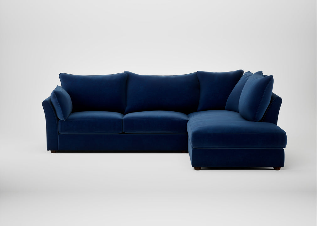 Tailor Right Hand Facing Corner Sofa Smart Velvet Dusk / Walnut Stained