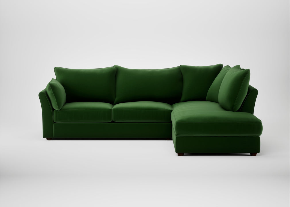 Tailor Right Hand Facing Corner Sofa Smart Velvet Forest / Walnut Stained