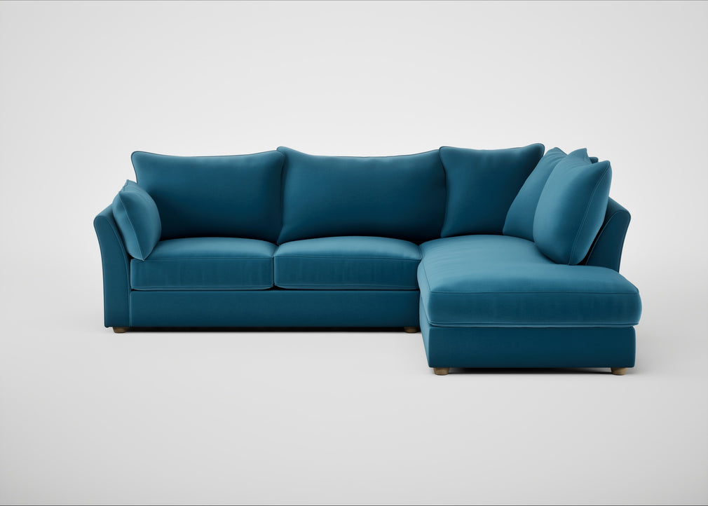Tailor Right Hand Facing Corner Sofa Smart Velvet Ocean Blue / Natural