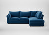 Tailor Right Hand Facing Corner Sofa Cotton Velvet Petrol / Walnut Stained