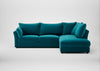 Tailor Right Hand Facing Corner Sofa Cotton Velvet Teal / Walnut Stained
