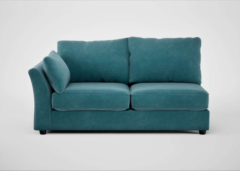 Tailor Large Left Hand Facing Corner Sofa Smart Luxe Velvet Airforce Blue / Black