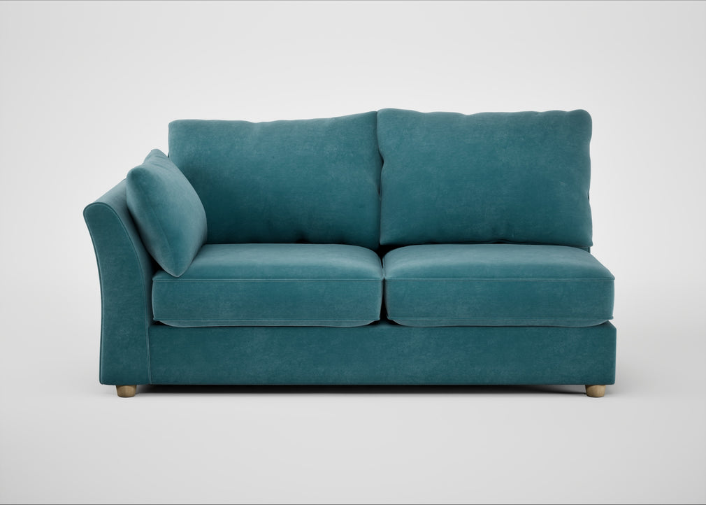 Tailor Large Left Hand Facing Corner Sofa Smart Luxe Velvet Airforce Blue / Natural