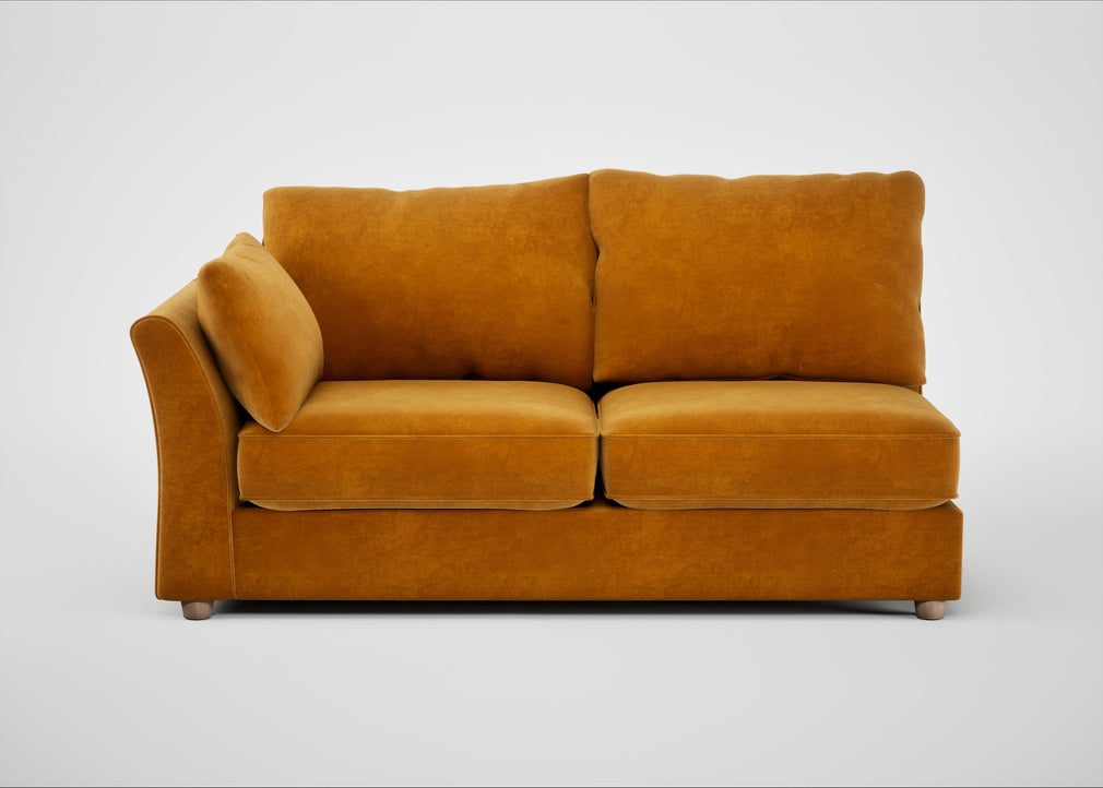 Tailor Large Left Hand Facing Corner Sofa Smart Luxe Velvet Cognac / Natural