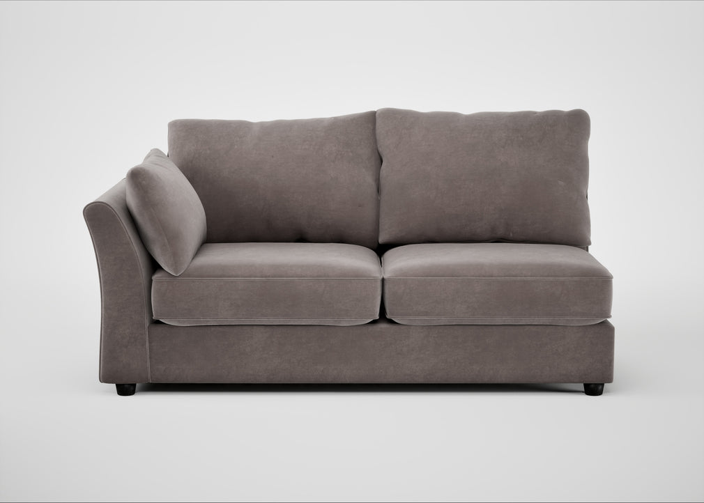 Tailor Large Left Hand Facing Corner Sofa Smart Luxe Velvet Mushroom / Black