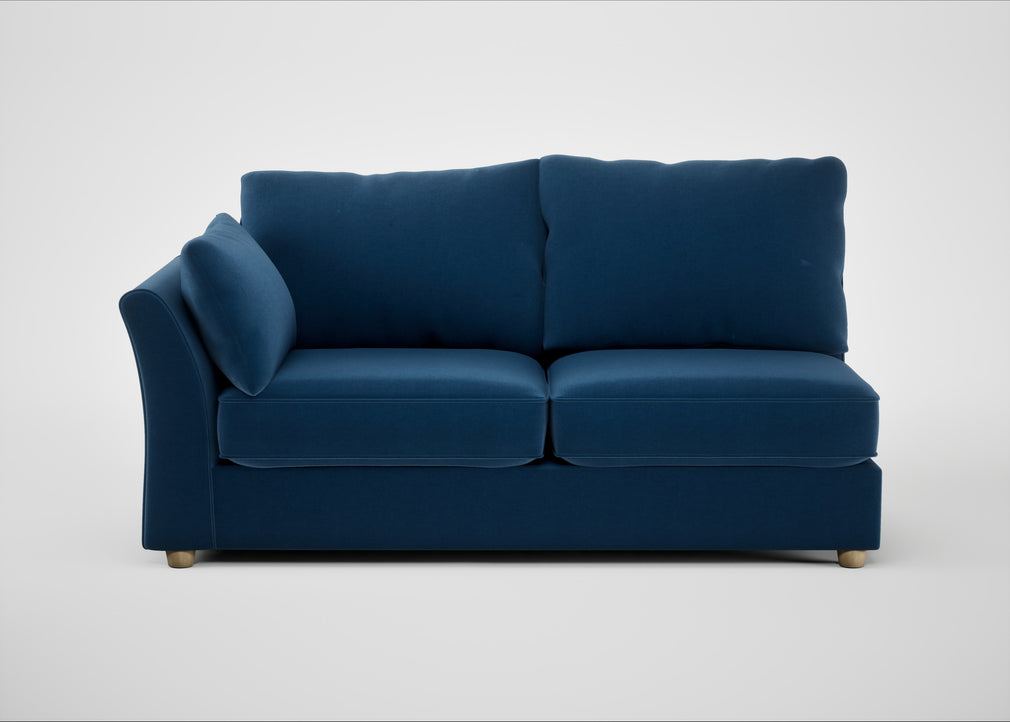 Tailor Large Left Hand Facing Corner Sofa Cotton Velvet Petrol / Natural