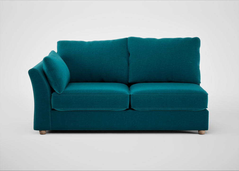 Tailor Large Left Hand Facing Corner Sofa Cotton Velvet Teal / Natural