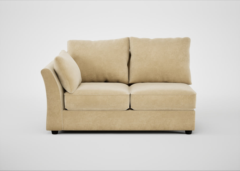 Tailor Medium Left Hand Facing Corner Unit Smart Luxe Velvet Biscuit / Black