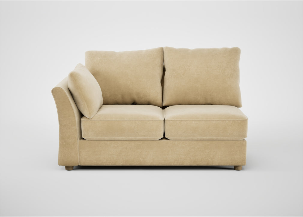 Tailor Medium Left Hand Facing Corner Unit Smart Luxe Velvet Biscuit / Natural