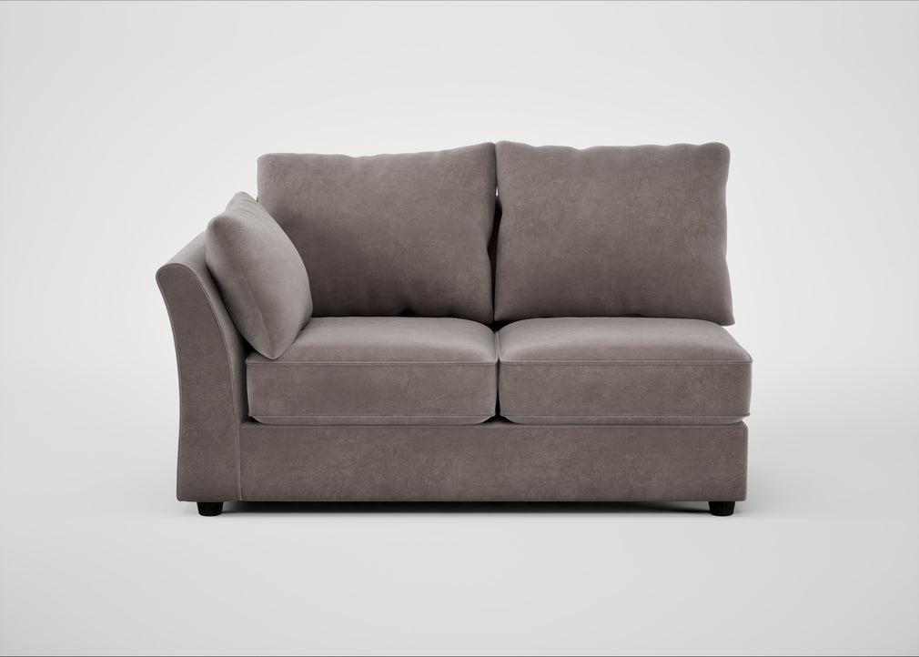 Tailor Medium Left Hand Facing Corner Unit Smart Luxe Velvet Mushroom / Black