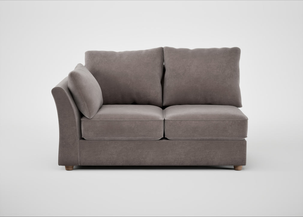 Tailor Medium Left Hand Facing Corner Unit Smart Luxe Velvet Mushroom / Natural