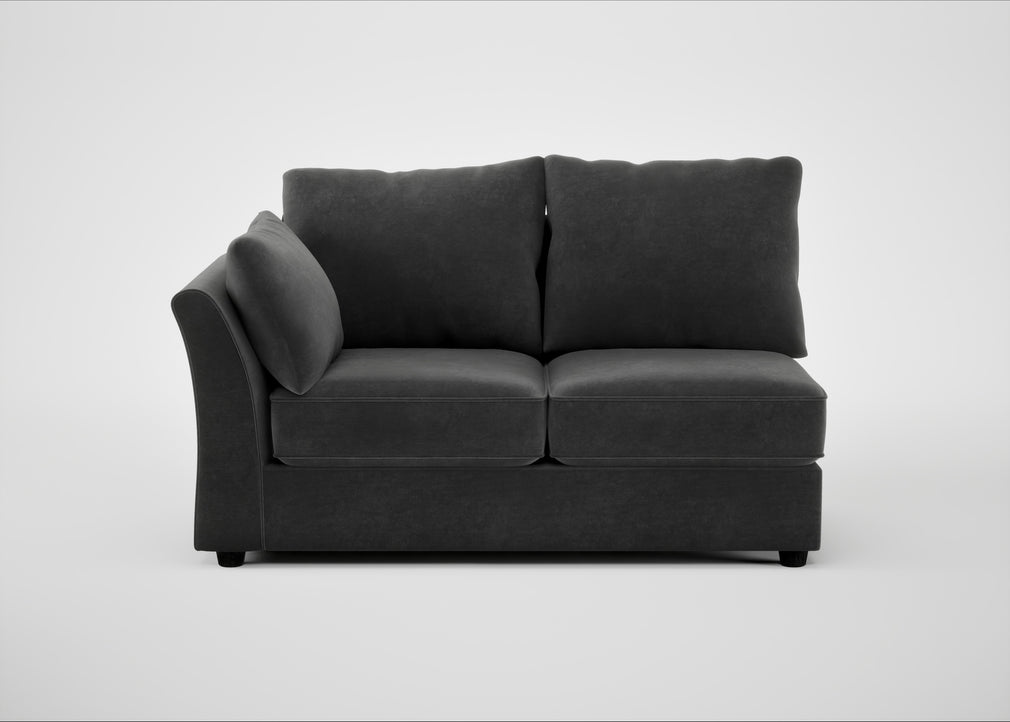 Tailor Medium Left Hand Facing Corner Unit Smart Luxe Velvet Nickel / Black