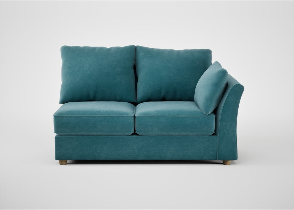 Tailor Medium Right Hand Facing Corner Unit Smart Luxe Velvet Airforce Blue / Natural