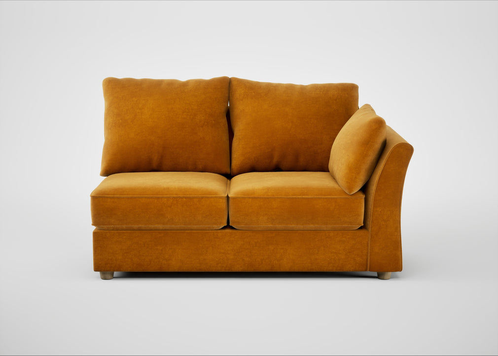 Tailor Medium Right Hand Facing Corner Unit Smart Luxe Velvet Cognac / Natural