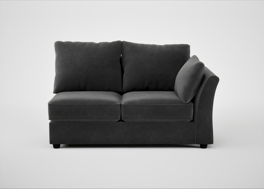 Tailor Medium Right Hand Facing Corner Unit Smart Luxe Velvet Nickel / Black