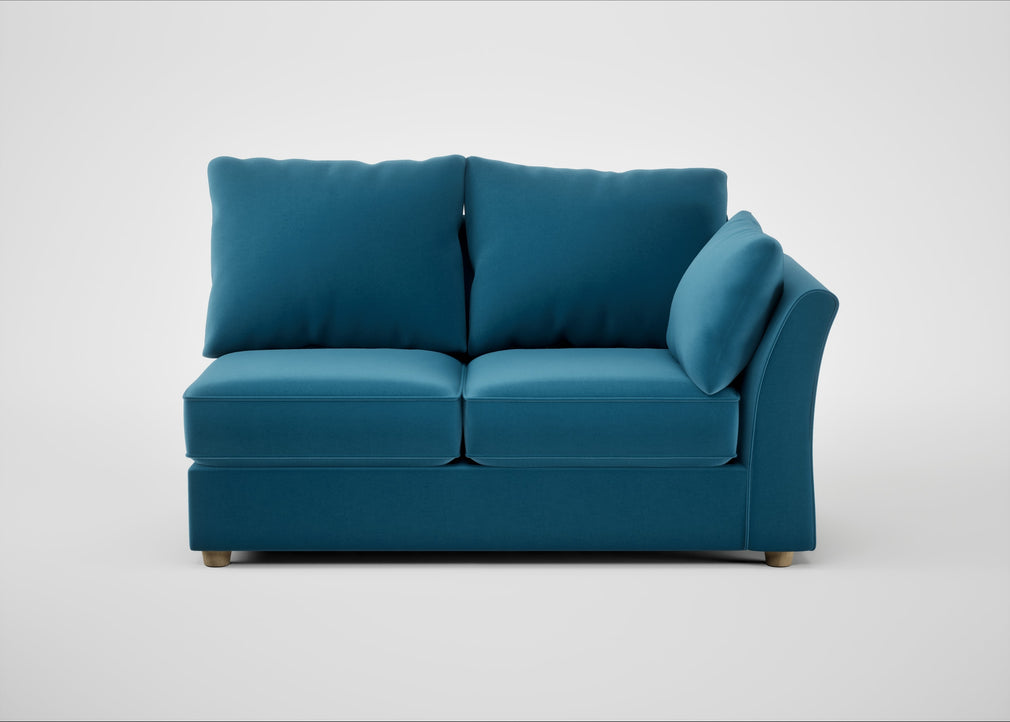 Tailor Medium Right Hand Facing Corner Unit Smart Velvet Ocean Blue / Natural