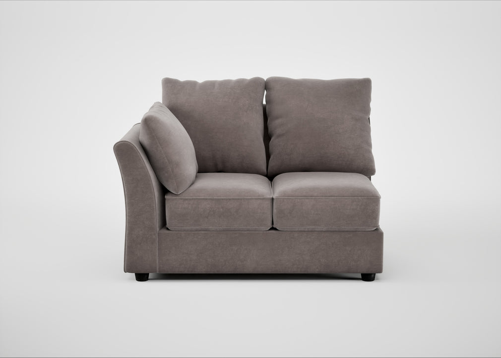 Tailor Double Left Hand Facing Corner Unit Smart Luxe Velvet Mushroom / Black