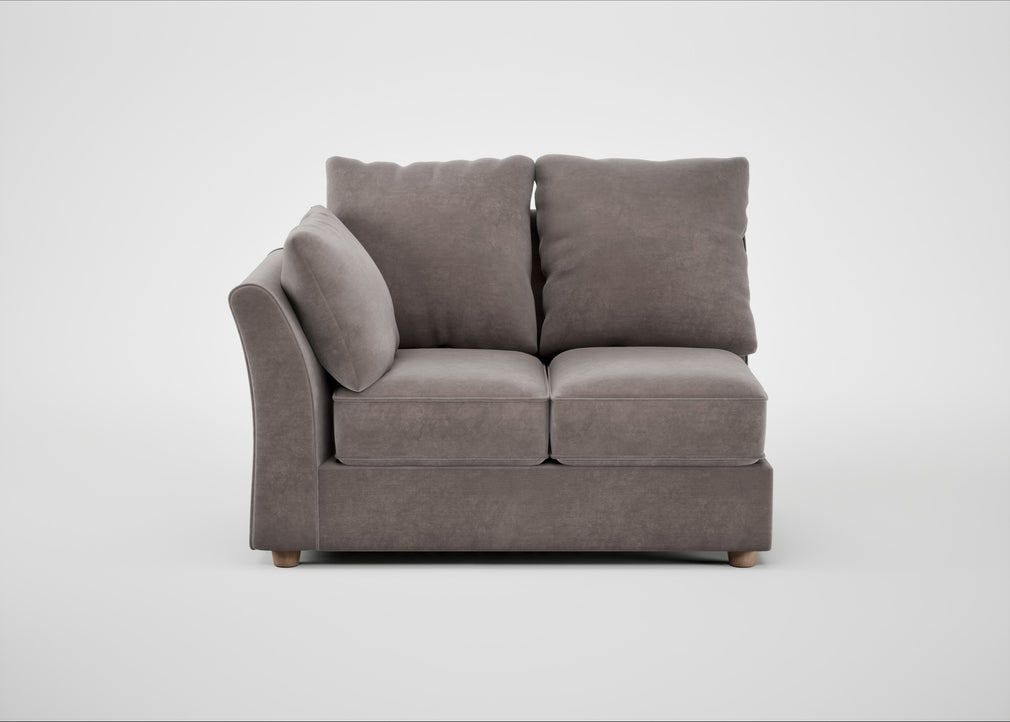 Tailor Double Left Hand Facing Corner Unit Smart Luxe Velvet Mushroom / Natural