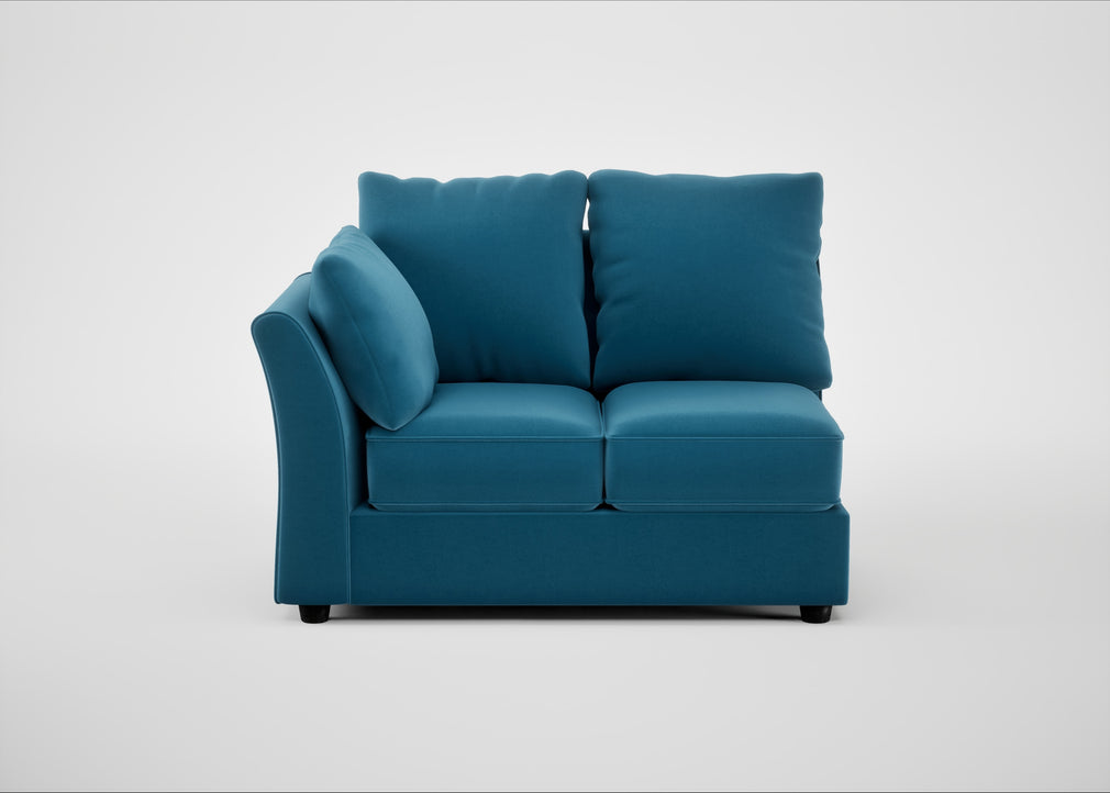 Tailor Double Left Hand Facing Corner Unit Smart Velvet Ocean Blue / Black