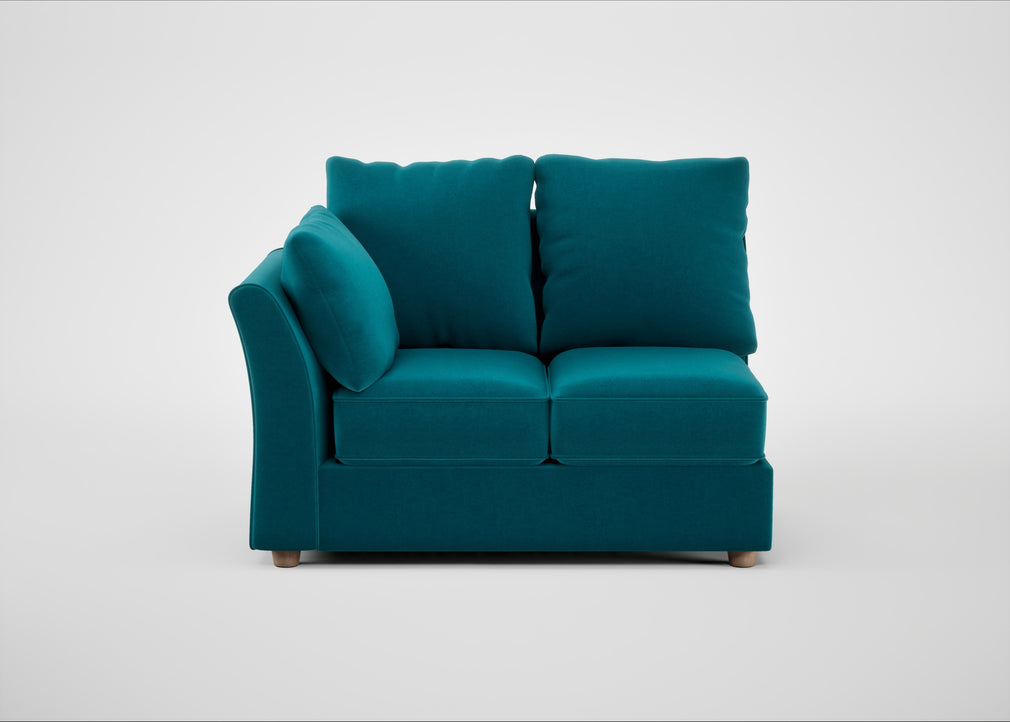 Tailor Double Left Hand Facing Corner Unit Cotton Velvet Teal / Natural