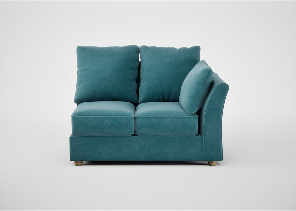 Tailor Double Right Hand Facing Corner Unit Smart Luxe Velvet Airforce Blue / Natural
