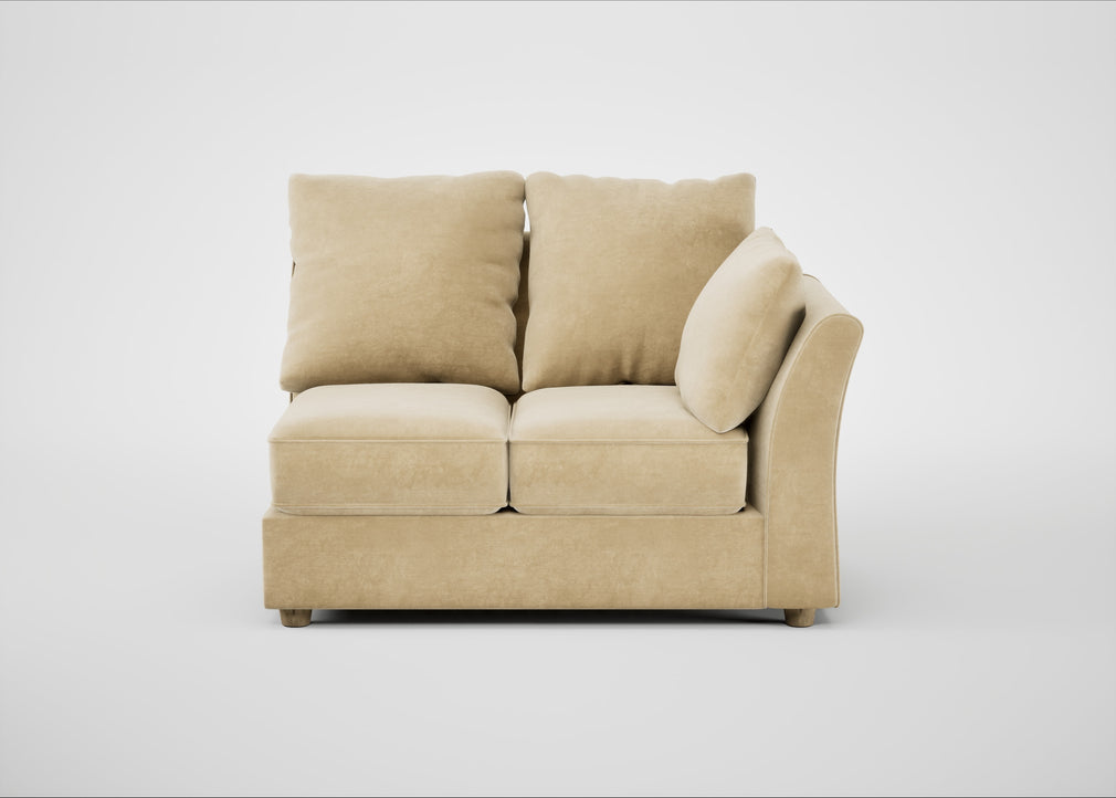 Tailor Double Right Hand Facing Corner Unit Smart Luxe Velvet Biscuit / Natural