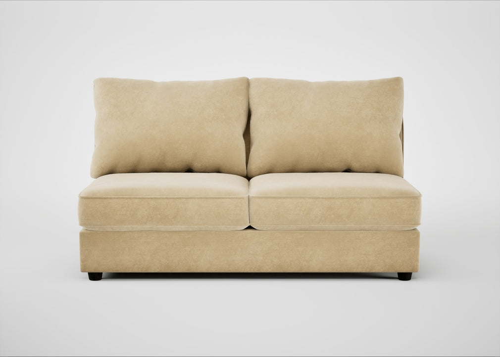 Tailor Large Armless Unit Smart Luxe Velvet Biscuit / Black