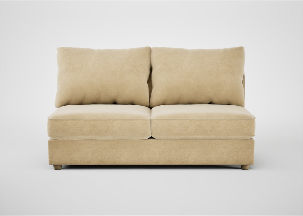 Tailor Large Armless Unit Smart Luxe Velvet Biscuit / Natural