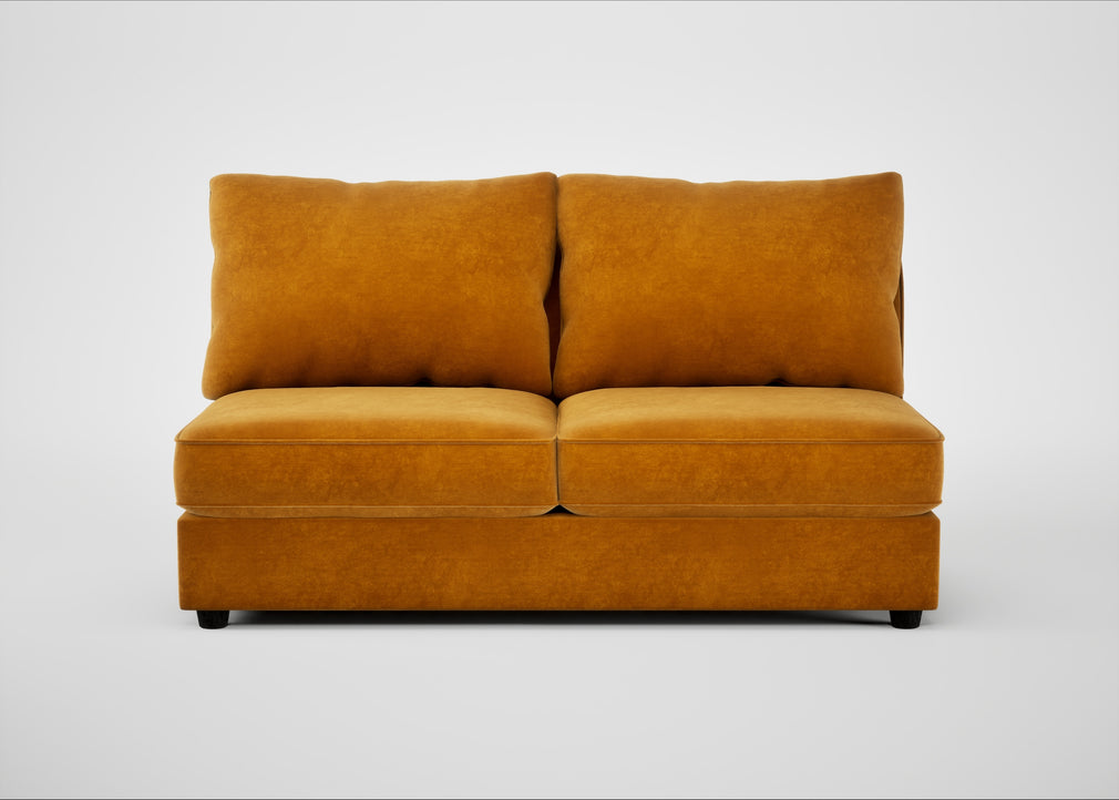 Tailor Large Armless Unit Smart Luxe Velvet Cognac / Black