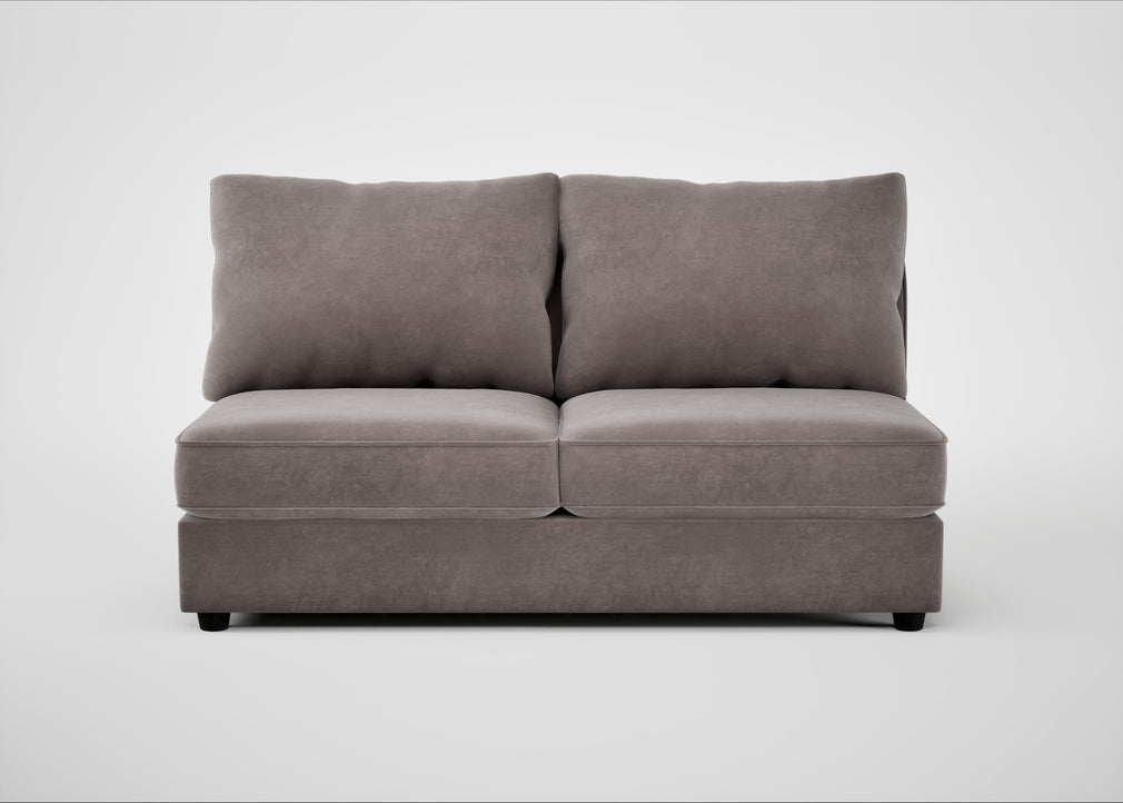 Tailor Large Armless Unit Smart Luxe Velvet Mushroom / Black