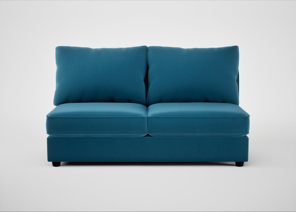 Tailor Large Armless Unit Smart Velvet Ocean Blue / Black