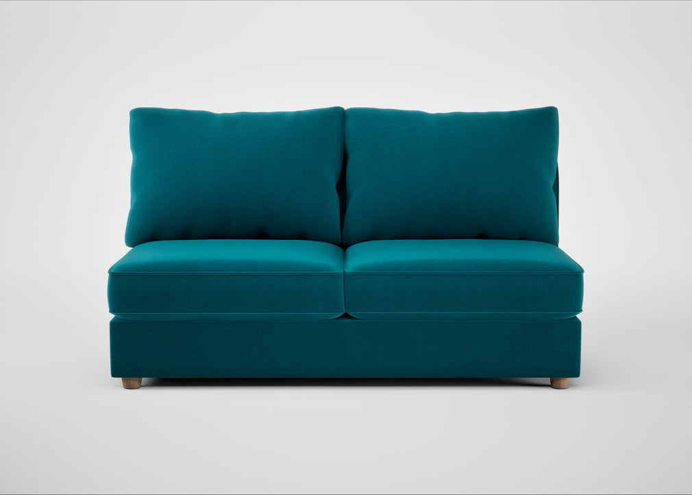 Tailor Large Armless Unit Cotton Velvet Teal / Natural