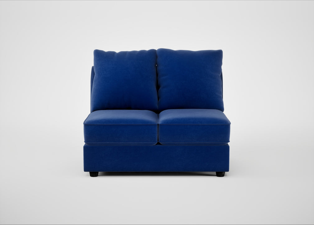 Tailor Double Armless Unit Smart Luxe Velvet Azure / Black