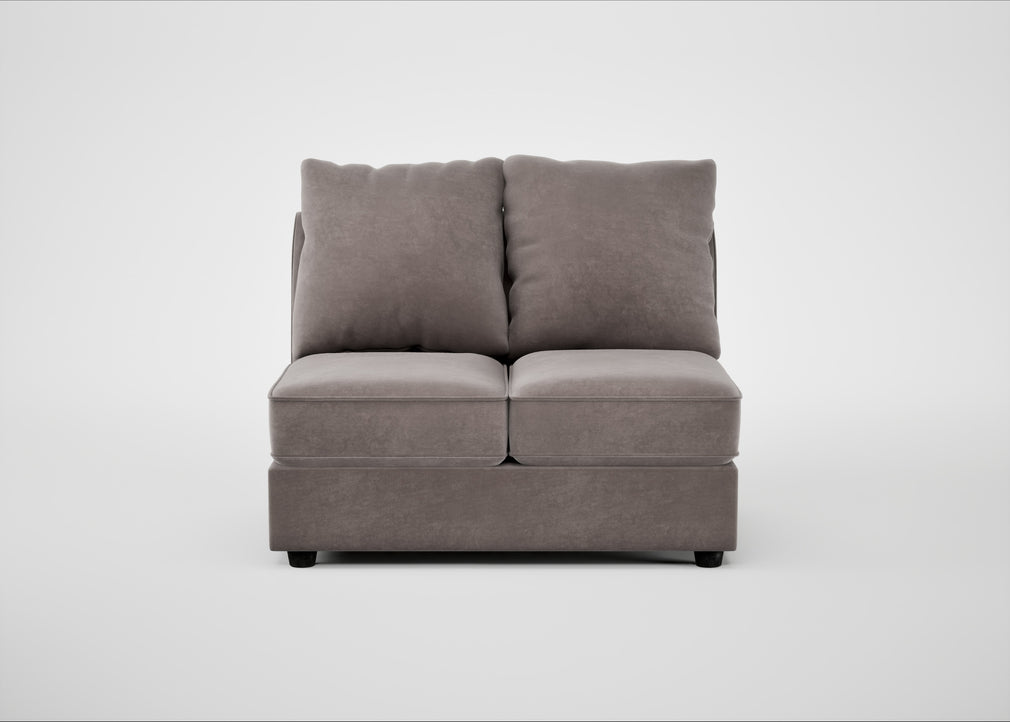 Tailor Double Armless Unit Smart Luxe Velvet Mushroom / Black
