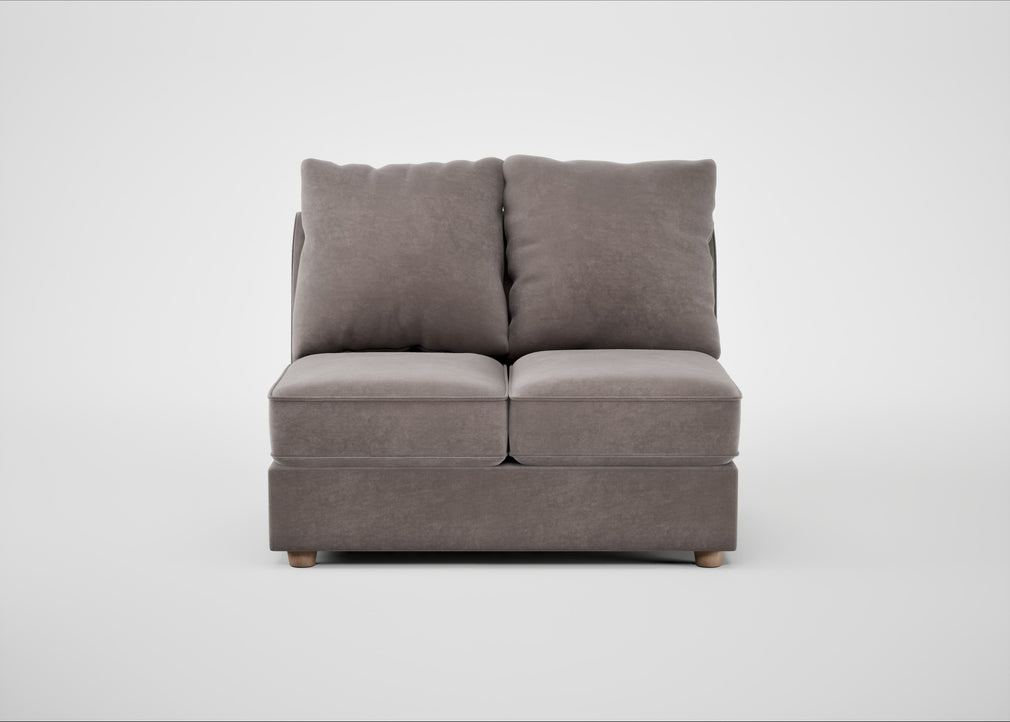 Tailor Double Armless Unit Smart Luxe Velvet Mushroom / Natural