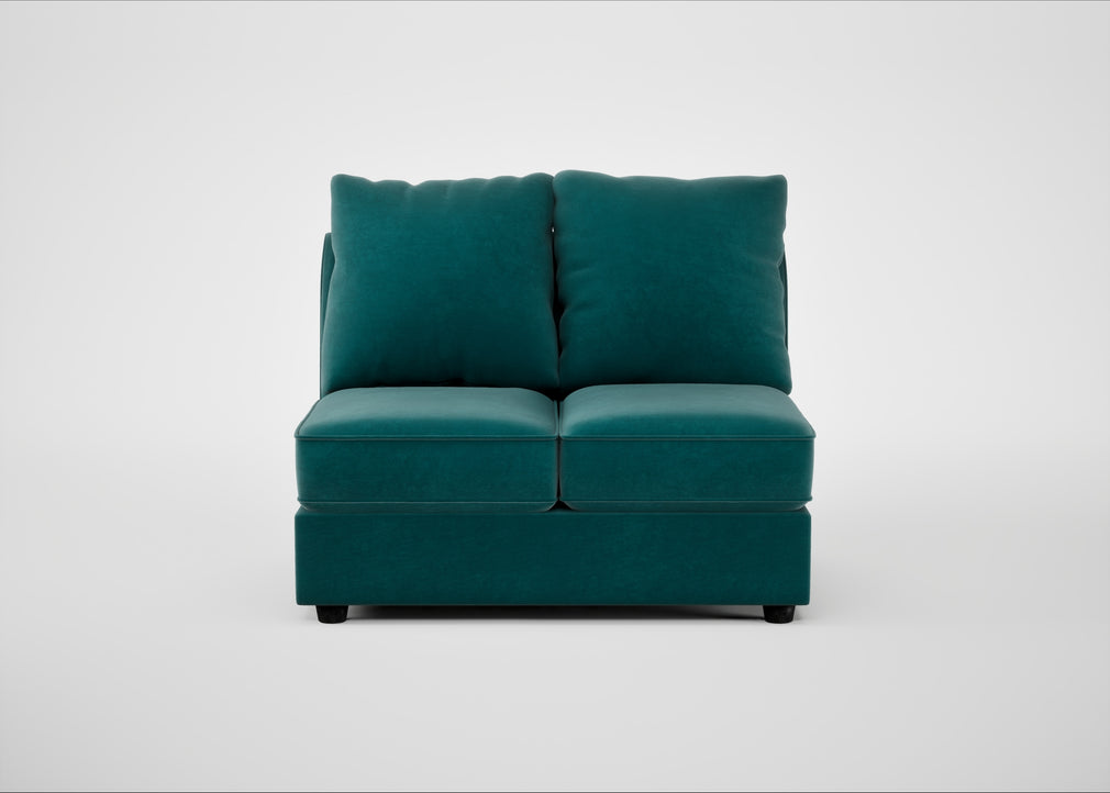Tailor Double Armless Unit Smart Luxe Velvet Ocean Green / Black