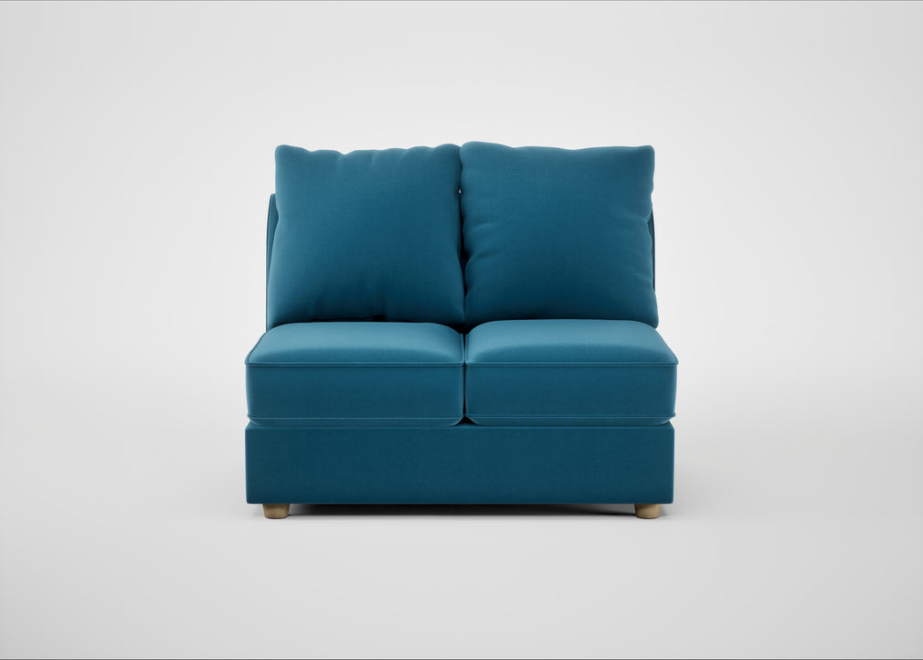 Tailor Double Armless Unit Smart Velvet Ocean Blue / Natural