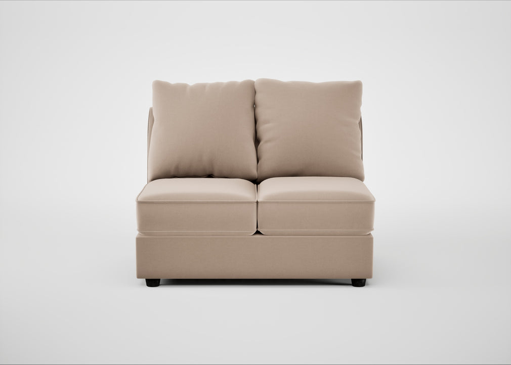 Tailor Double Armless Unit Smart Velvet Pebble / Black
