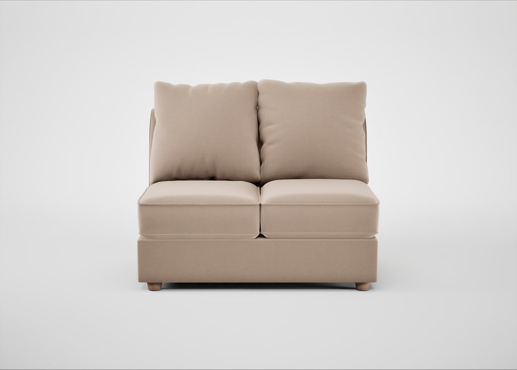 Tailor Double Armless Unit Smart Velvet Pebble / Natural