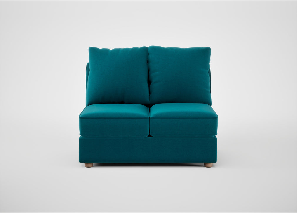 Tailor Double Armless Unit Cotton Velvet Teal / Natural