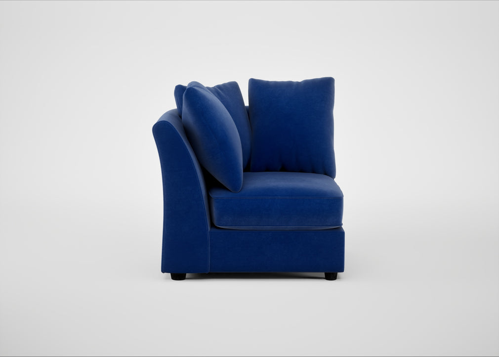 Tailor Curved Right Hand Facing Corner Unit Smart Luxe Velvet Azure / Black