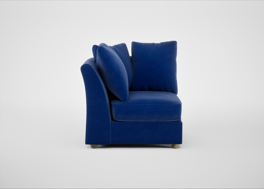 Tailor Curved Right Hand Facing Corner Unit Smart Luxe Velvet Azure / Natural