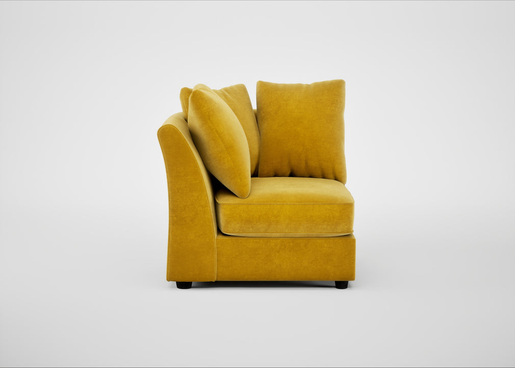 Tailor Curved Right Hand Facing Corner Unit Smart Luxe Velvet Canary / Black